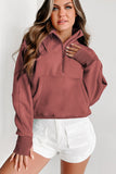 Parchment Fleece Lined Zip Up Stand Collar Thumbhole Sleeve Sweatshirt