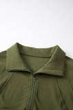 Parchment Fleece Lined Zip Up Stand Collar Thumbhole Sleeve Sweatshirt