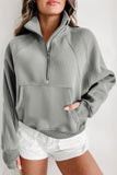 Parchment Fleece Lined Zip Up Stand Collar Thumbhole Sleeve Sweatshirt