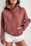 Parchment Fleece Lined Zip Up Stand Collar Thumbhole Sleeve Sweatshirt