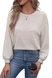 Black Stripe Round Neck Drop Shoulder Long Sleeve Top